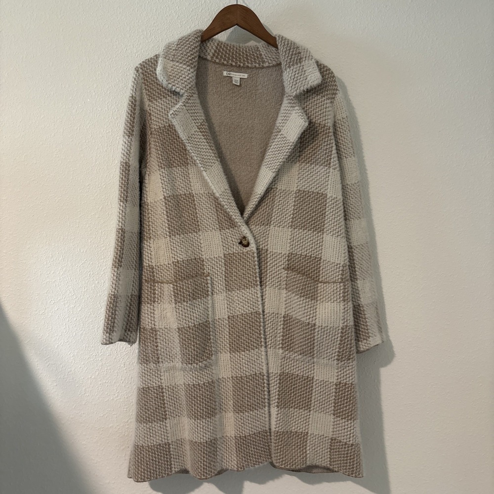 Cato Block Plaid Knot Long Cardigan Womens Size 14/16 Classic